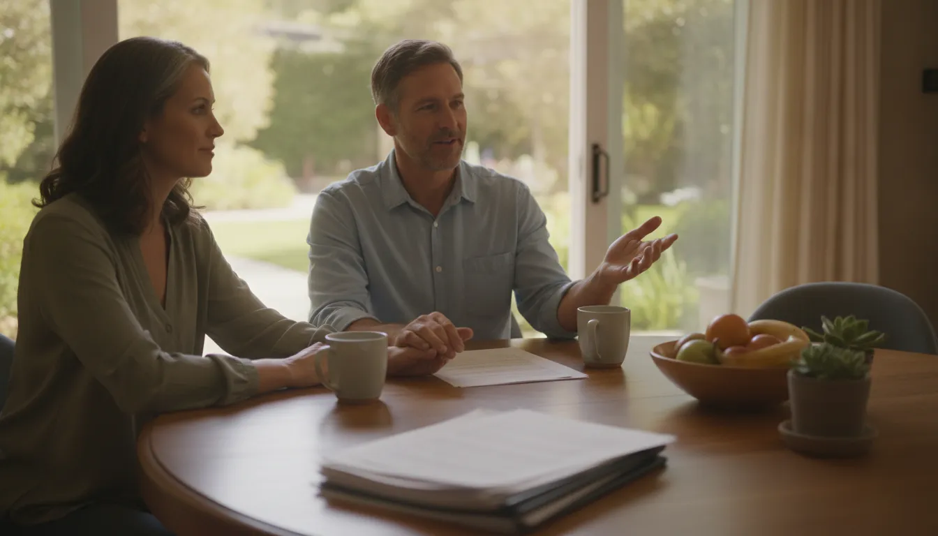 Adult siblings and an elderly parent discussing family power of attorney planning