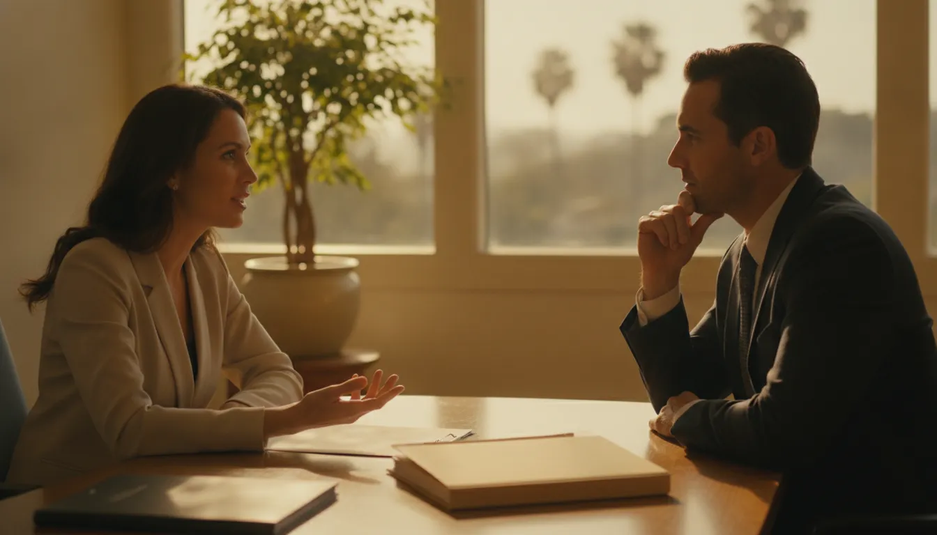 Trustee and attorney discussing an inheritance plan