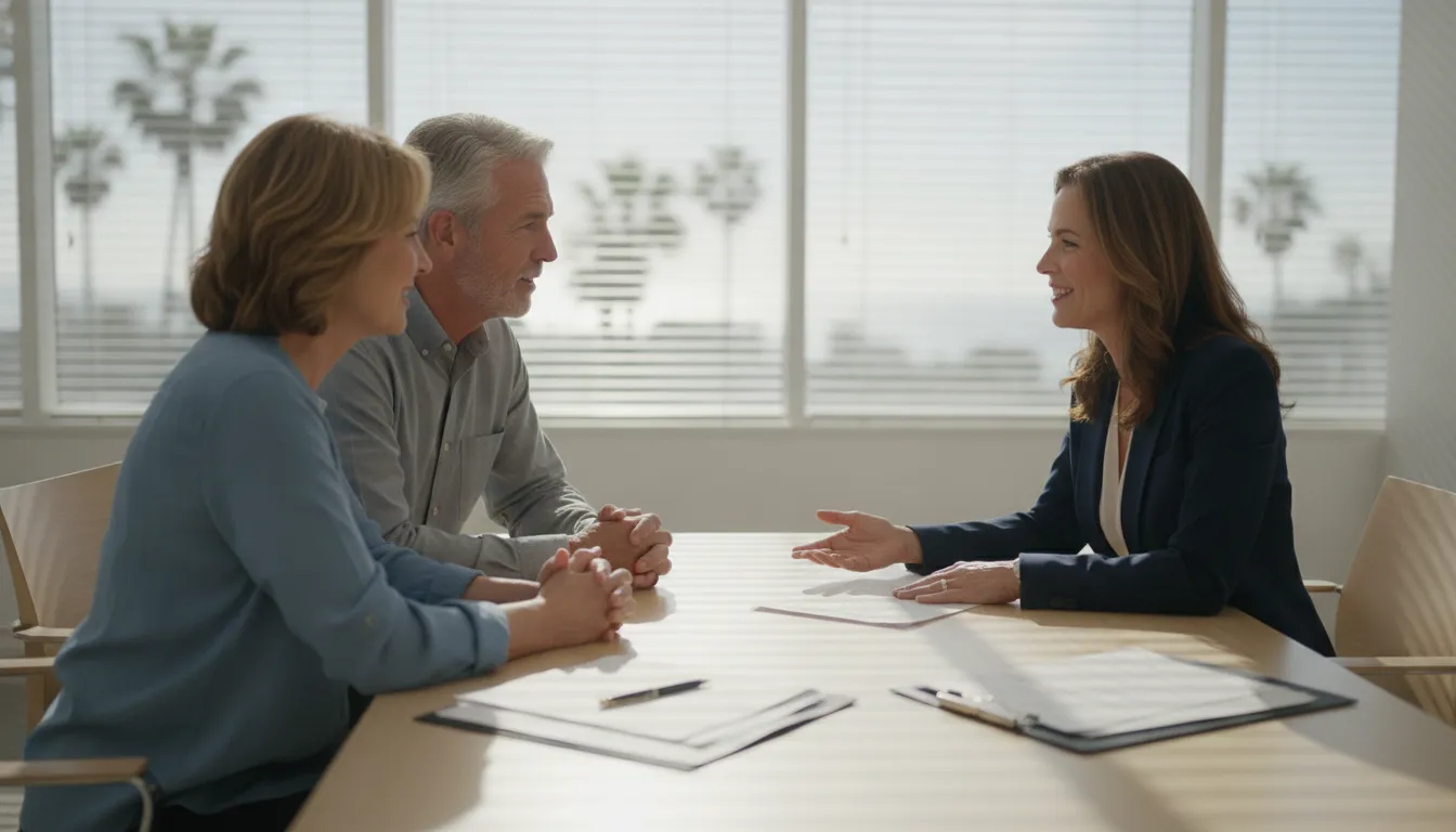 Lawvex attorney discussing pretermitted child California rights with a family