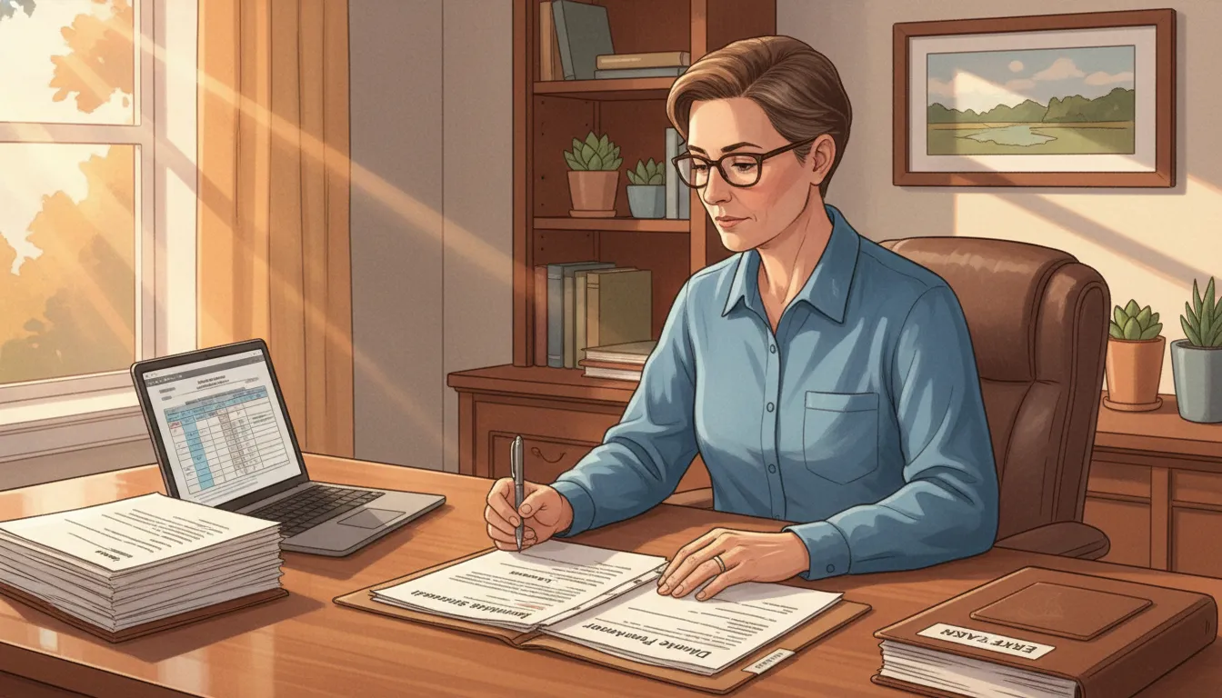 Family member organizing records related to suspected power of attorney abuse