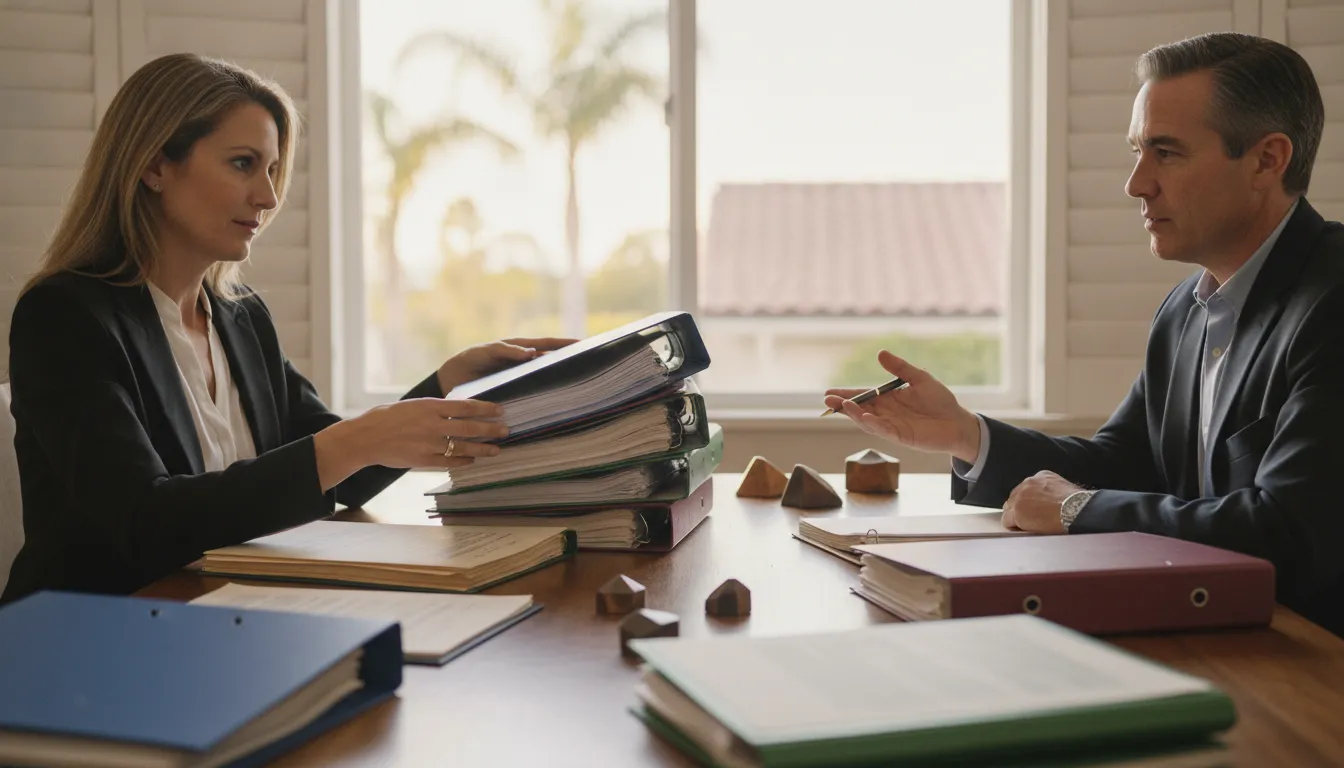 Successor trustee reviewing trust records with a California estate attorney