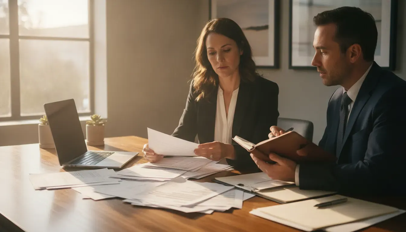 Beneficiary organizing trust financial records with an estate attorney