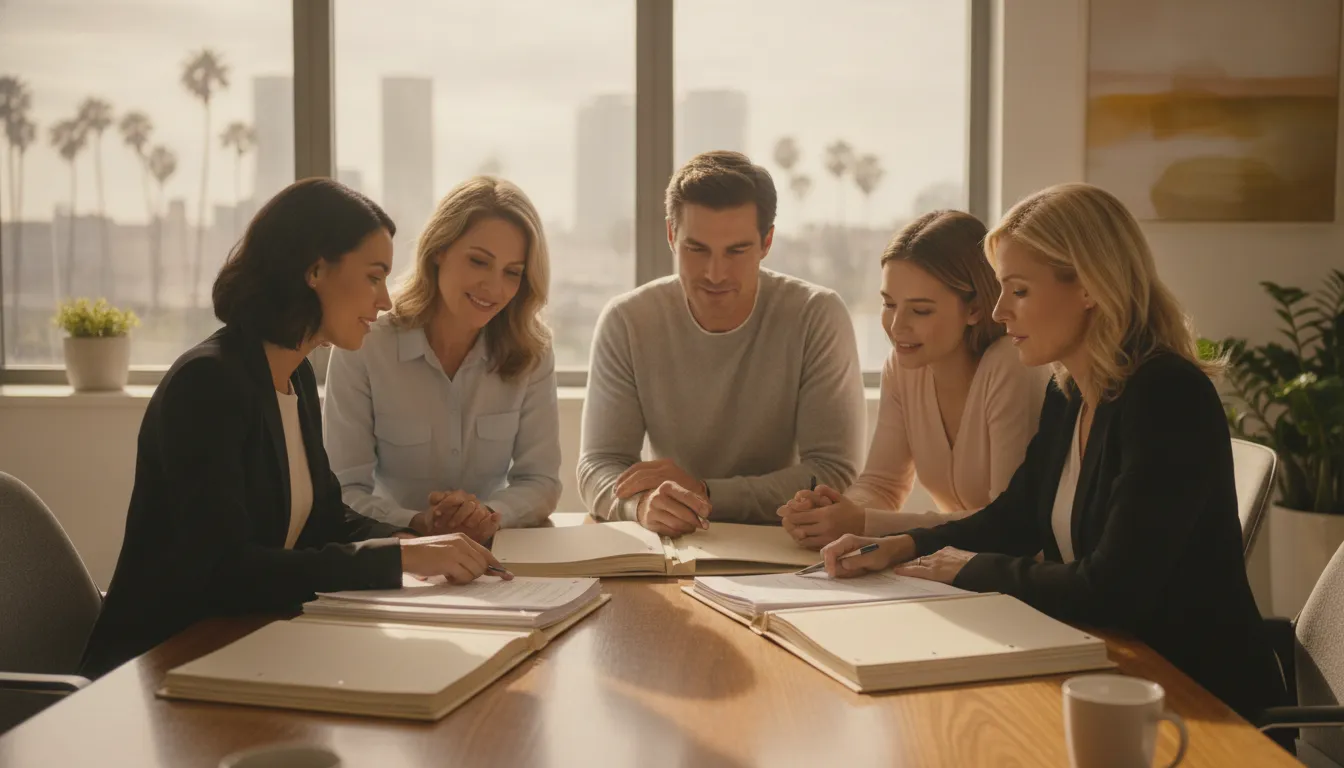 California family reviewing probate documents with an estate planning attorney