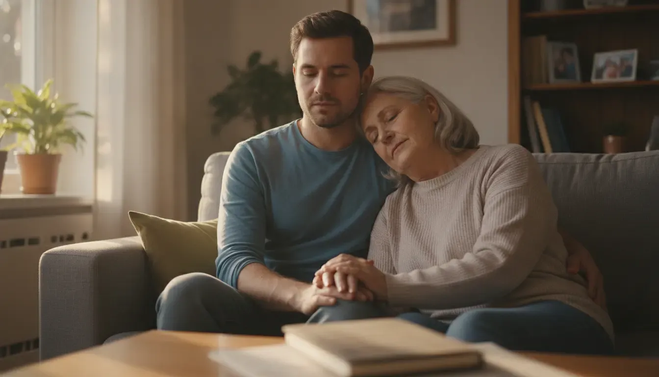 Older adult receiving emotional support from a family member after a cancer diagnosis