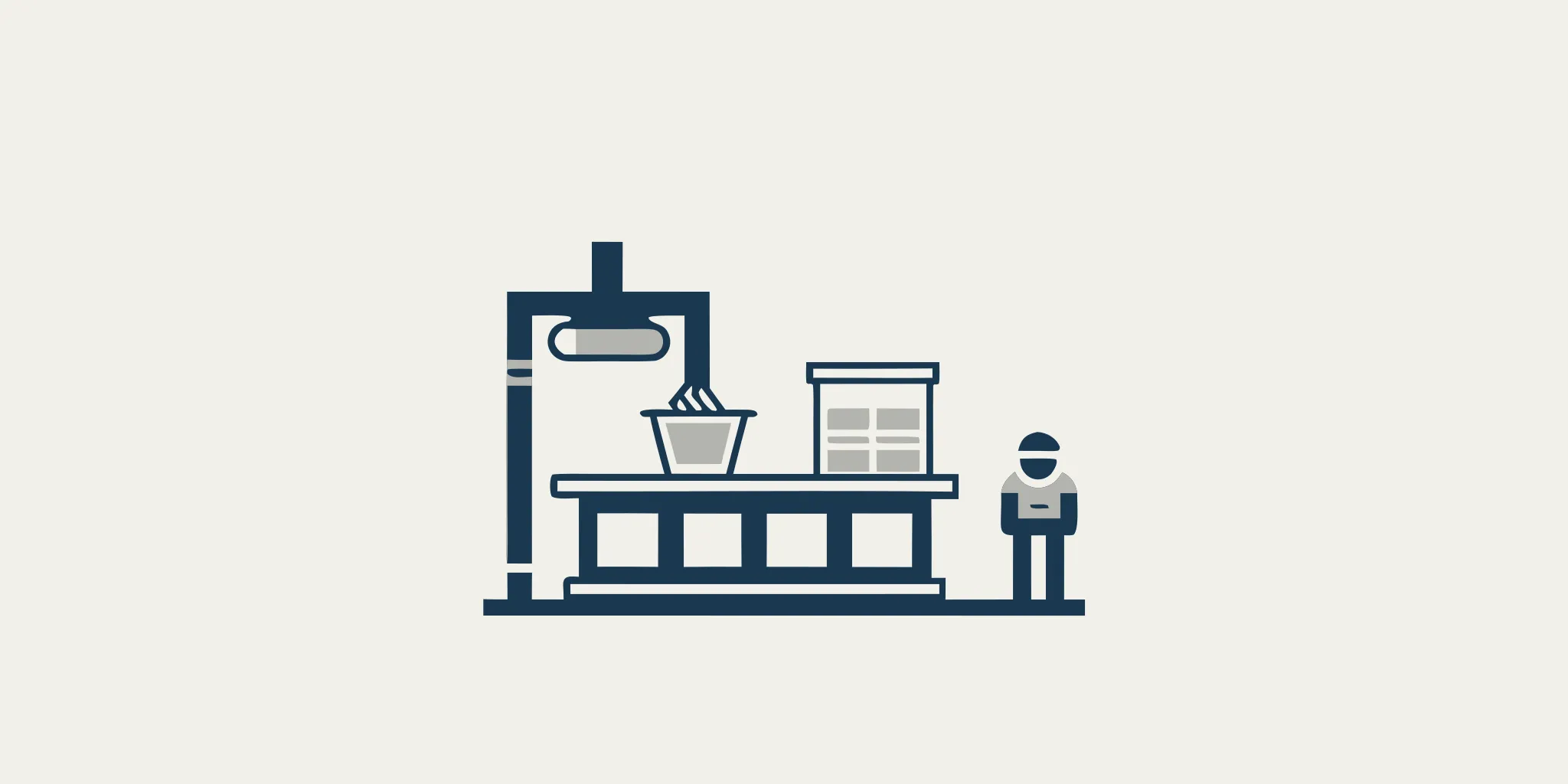 Operator using batching scales at an ingredient weighing station