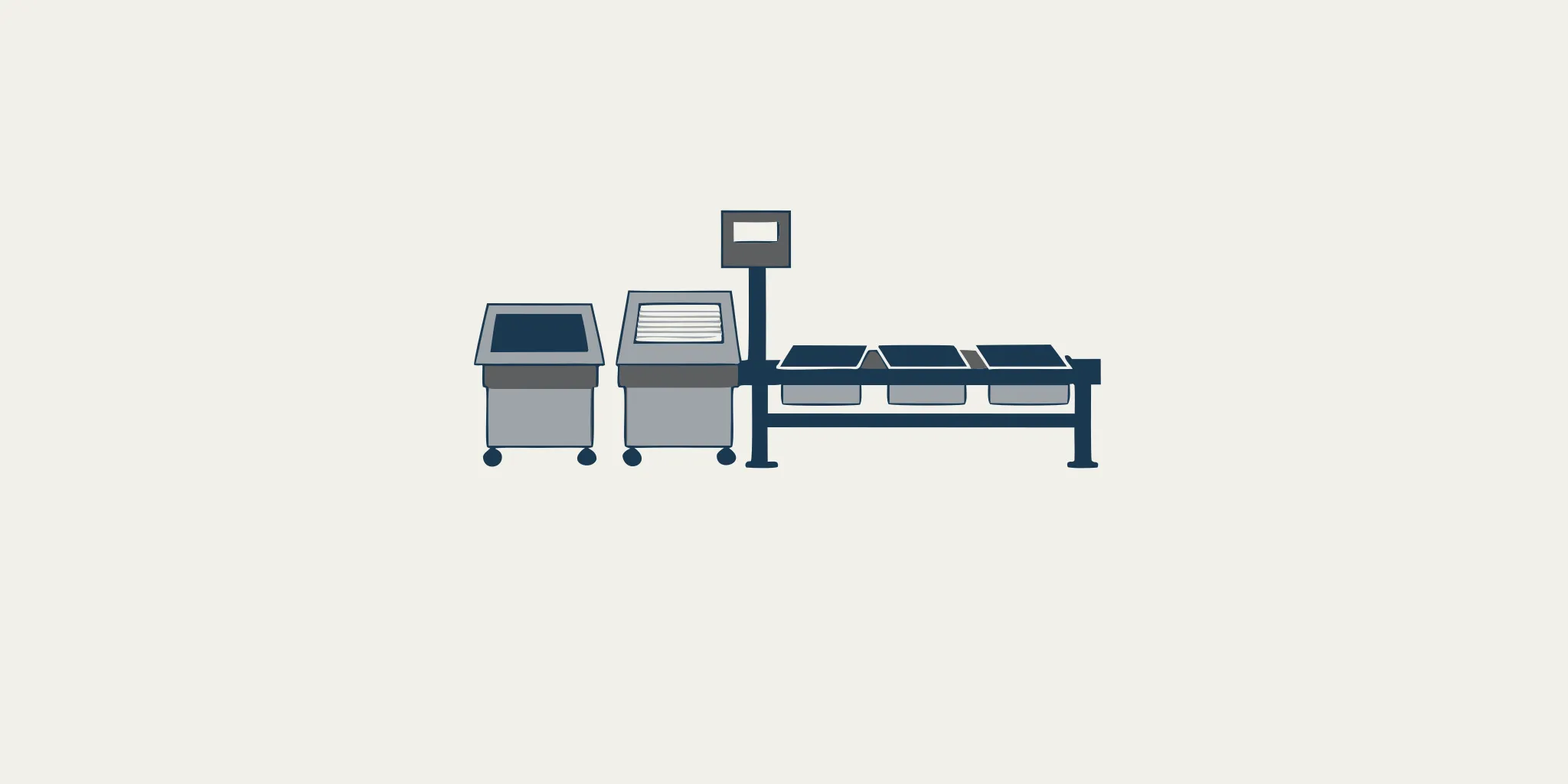 Industrial platform scale at a food processing weighing point