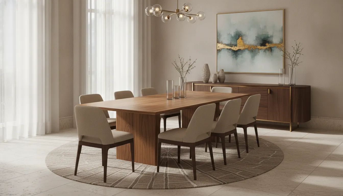 Modern luxury sideboard buffet styled beside a European dining table
