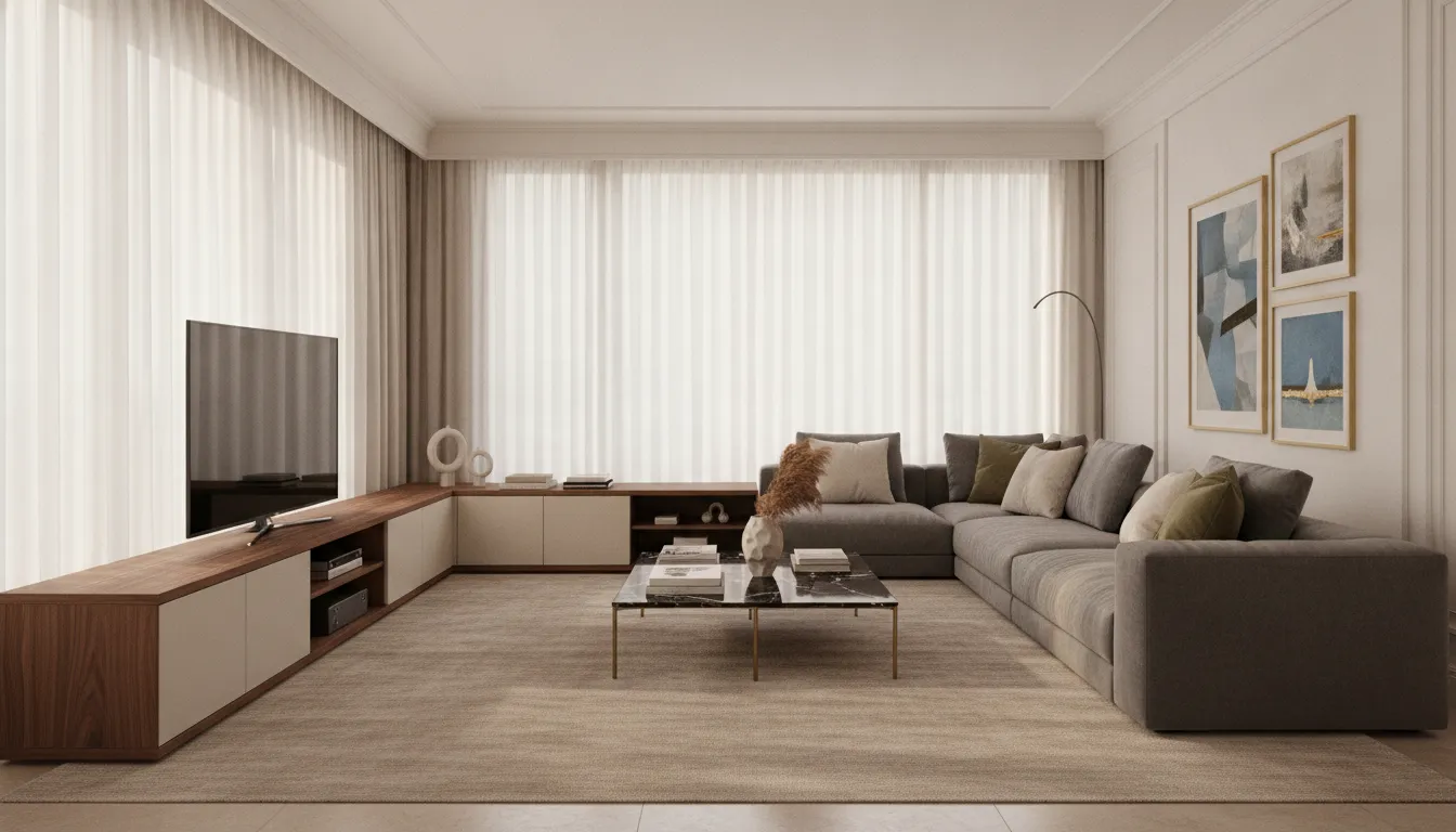 Italian TV stand with refined storage and European living room styling