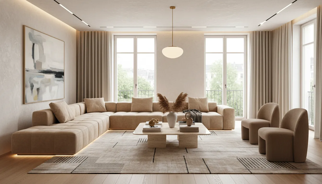 Luxury living room showing modular sofa brands layout planning