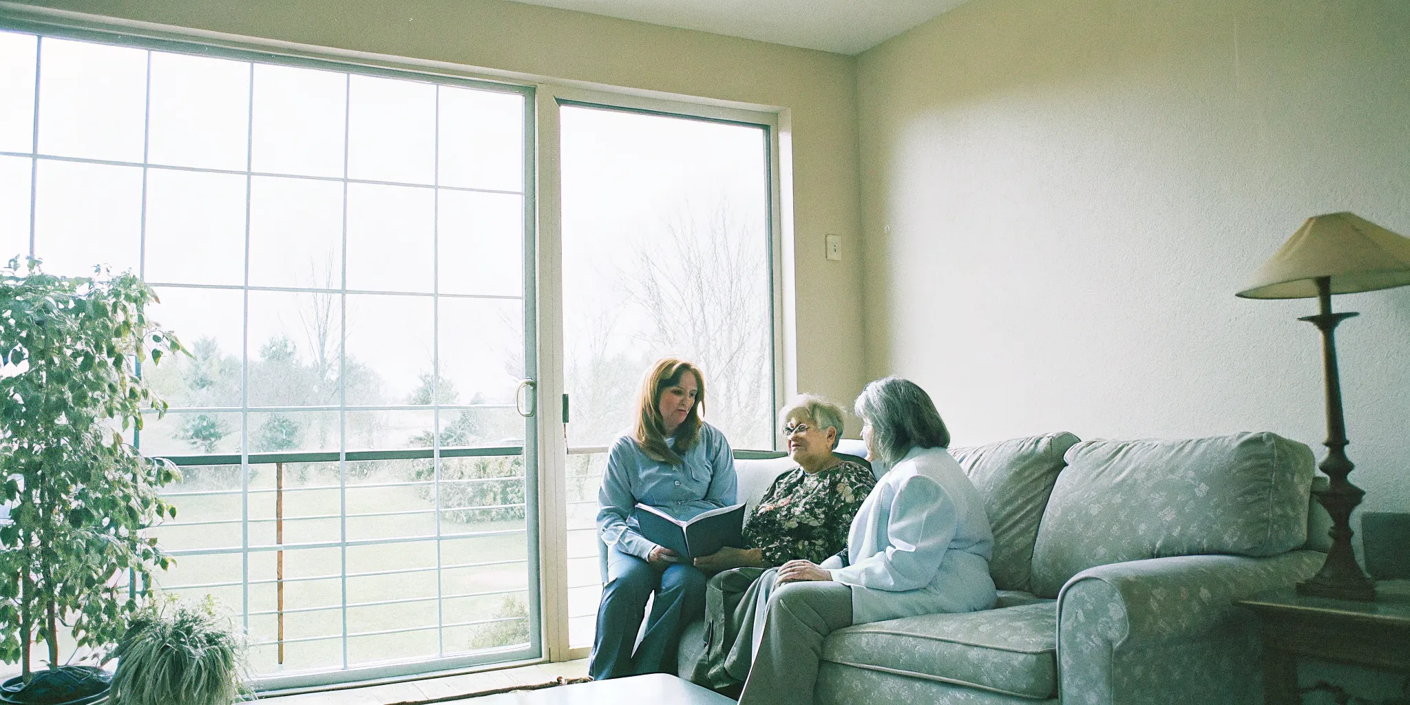 Family discussing home care Aurora options with a care coordinator