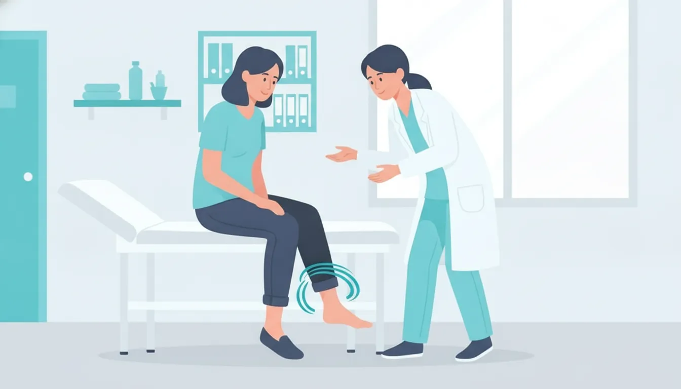 Woman discussing possible gout symptoms with a podiatry clinician in Katy