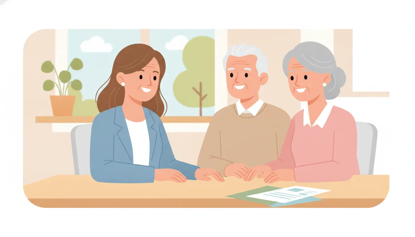 Medicare advisor helping an older couple review plan information