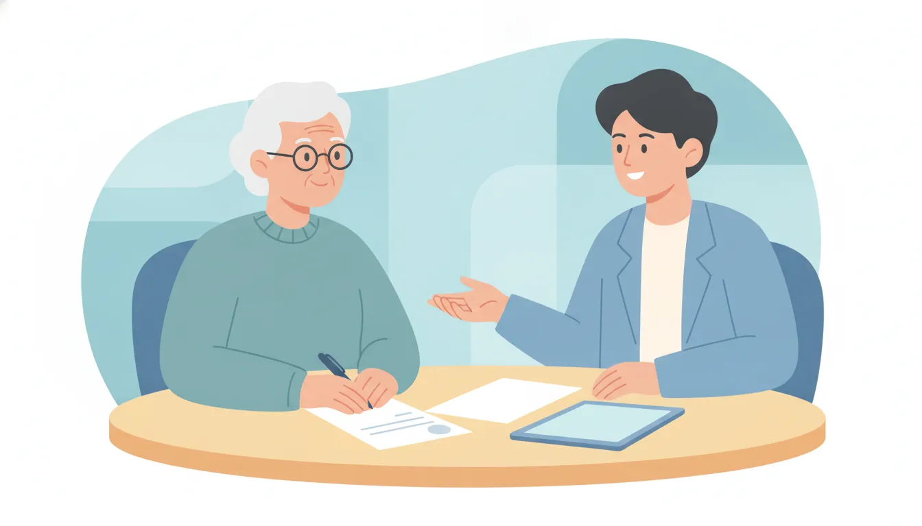 Older adult comparing Medicare Part A supplemental coverage options with an advisor