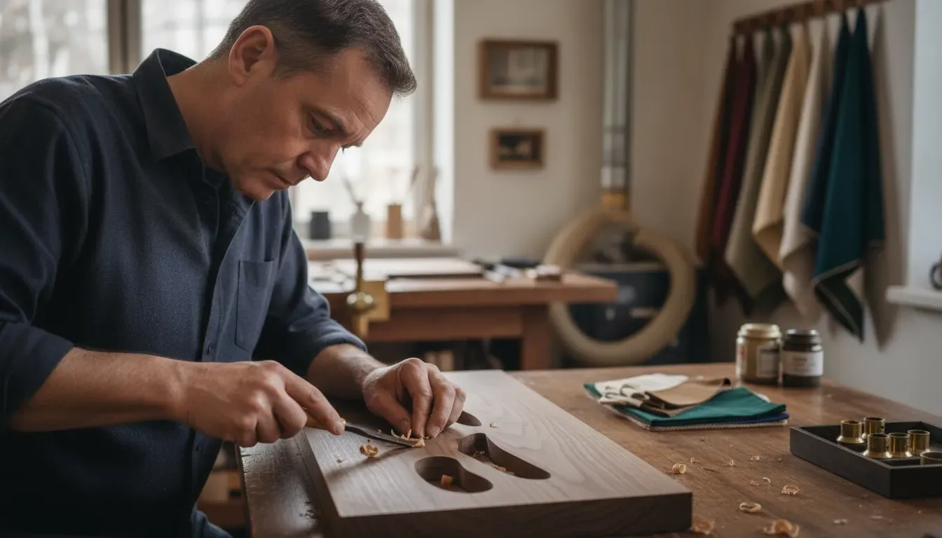 Artisan craftsmanship for bespoke interior design furniture in a luxury residence