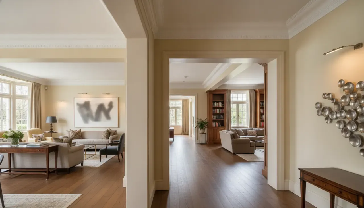 Whole-home circulation and sightlines for a growing art collection