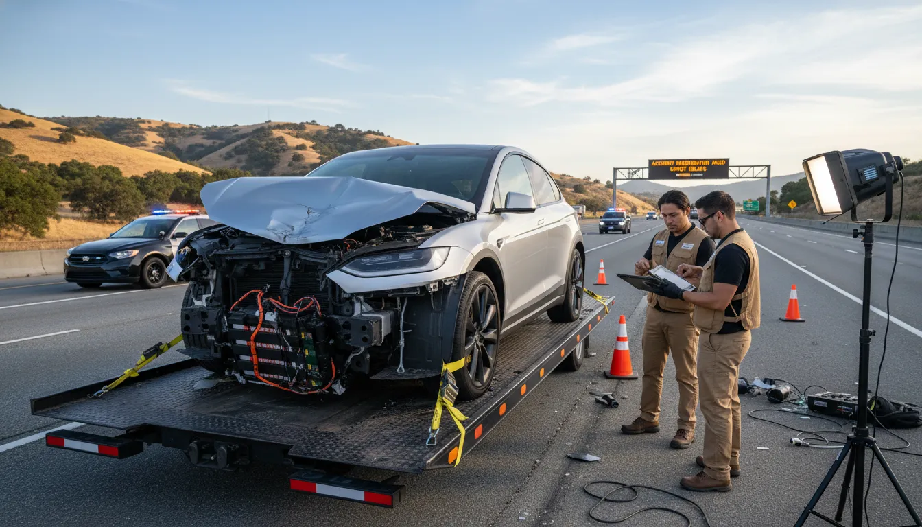 Electric vehicle accident lawyer documenting EV battery and digital evidence