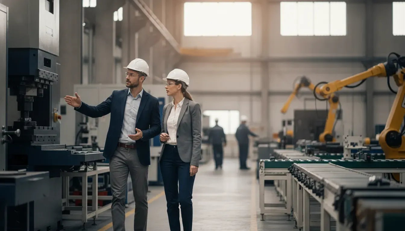 Tax advisor reviewing taxable equipment with a manufacturing leader