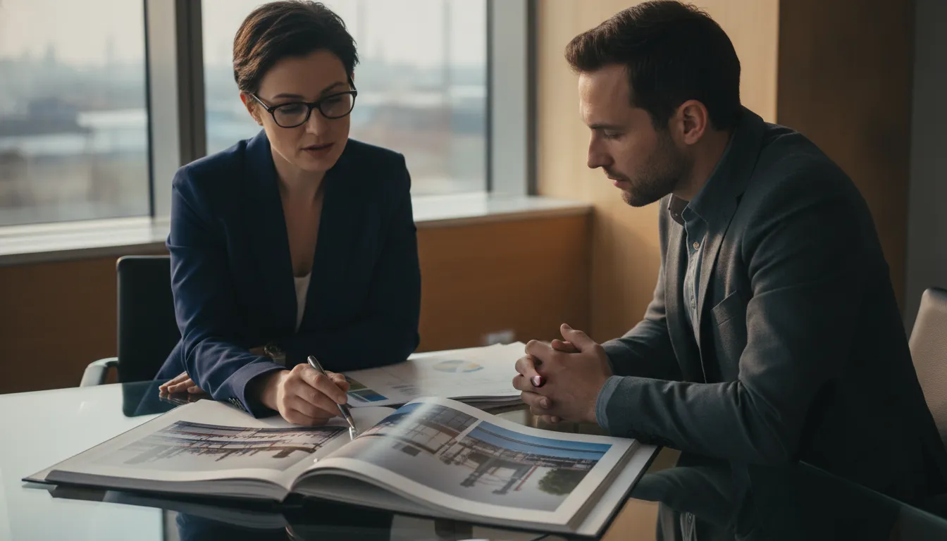 Tax advisor and manufacturing executive reviewing a multi-state property portfolio