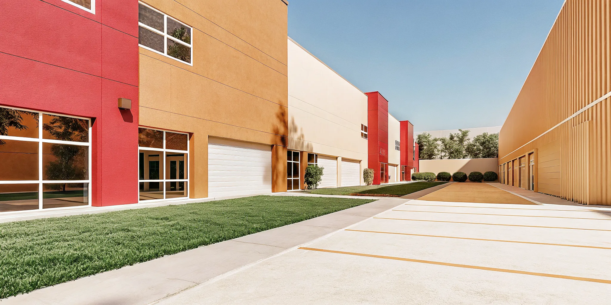 Modern industrial warehouse and corporate office park facility