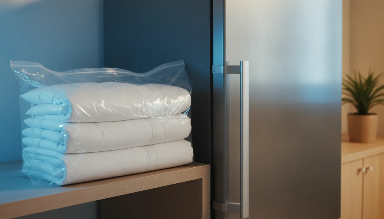 Sealed bedding prepared for a cautious bed bug freezing treatment