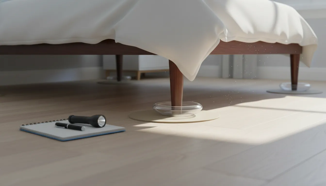 Monitoring tools used after fast bed bug treatment in an NYC bedroom