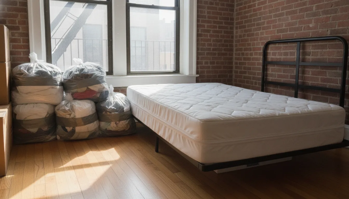 Sealed laundry bags and mattress encasement prepared for bed bug treatment