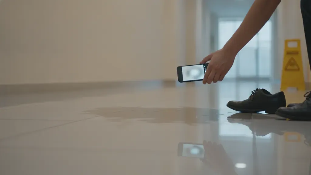 Photographing a floor hazard and preserving footwear after a slip and fall