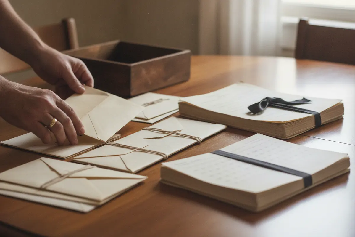Family papers and correspondence organized for review in a potential will contest