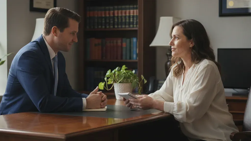 Burn injury attorney Springfield MO consulting with a client in a law office
