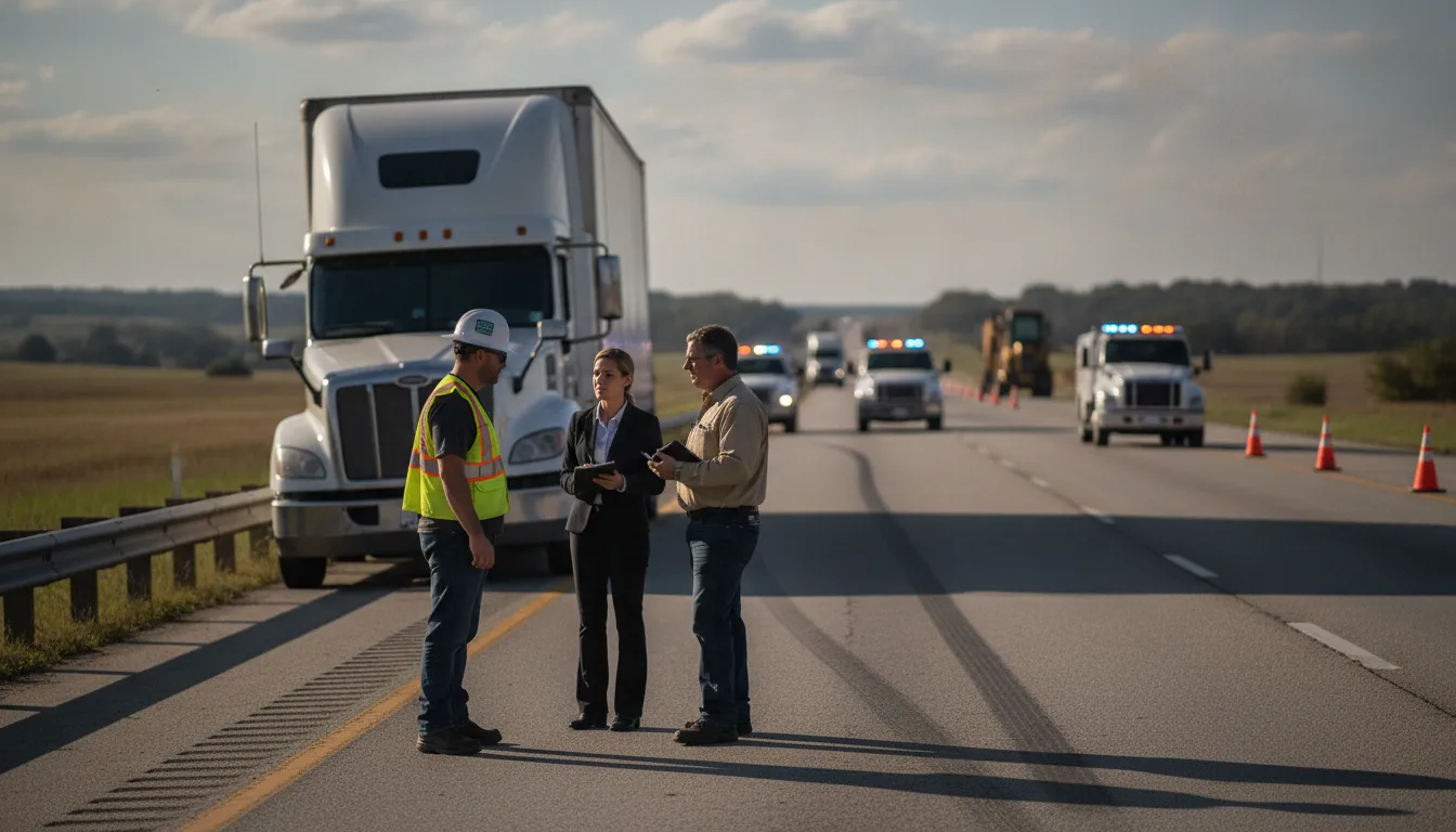 Attorney reviewing commercial crash evidence with an injured family