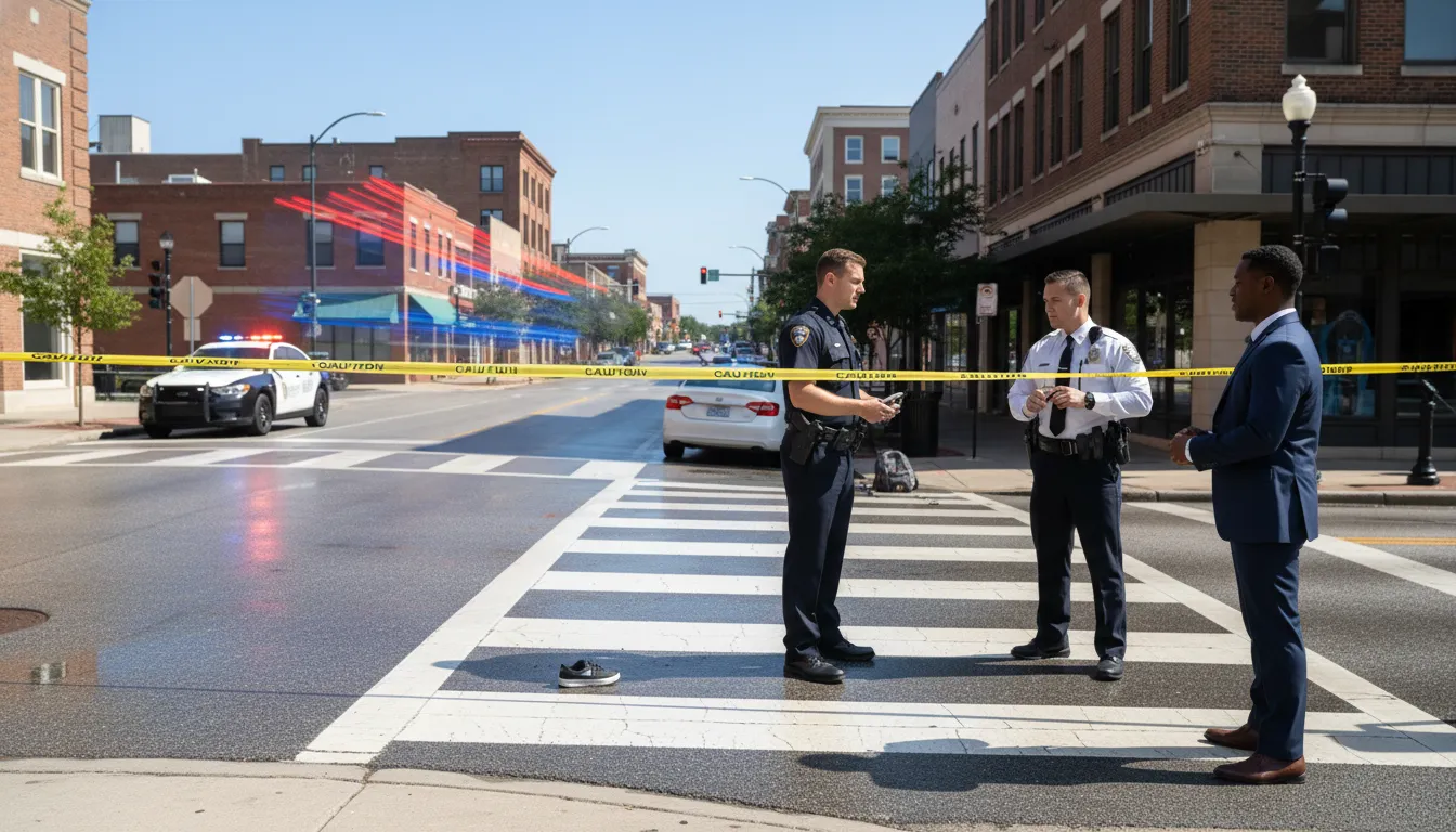 Springfield crosswalk scene for a pedestrian accident lawyer Springfield MO guide