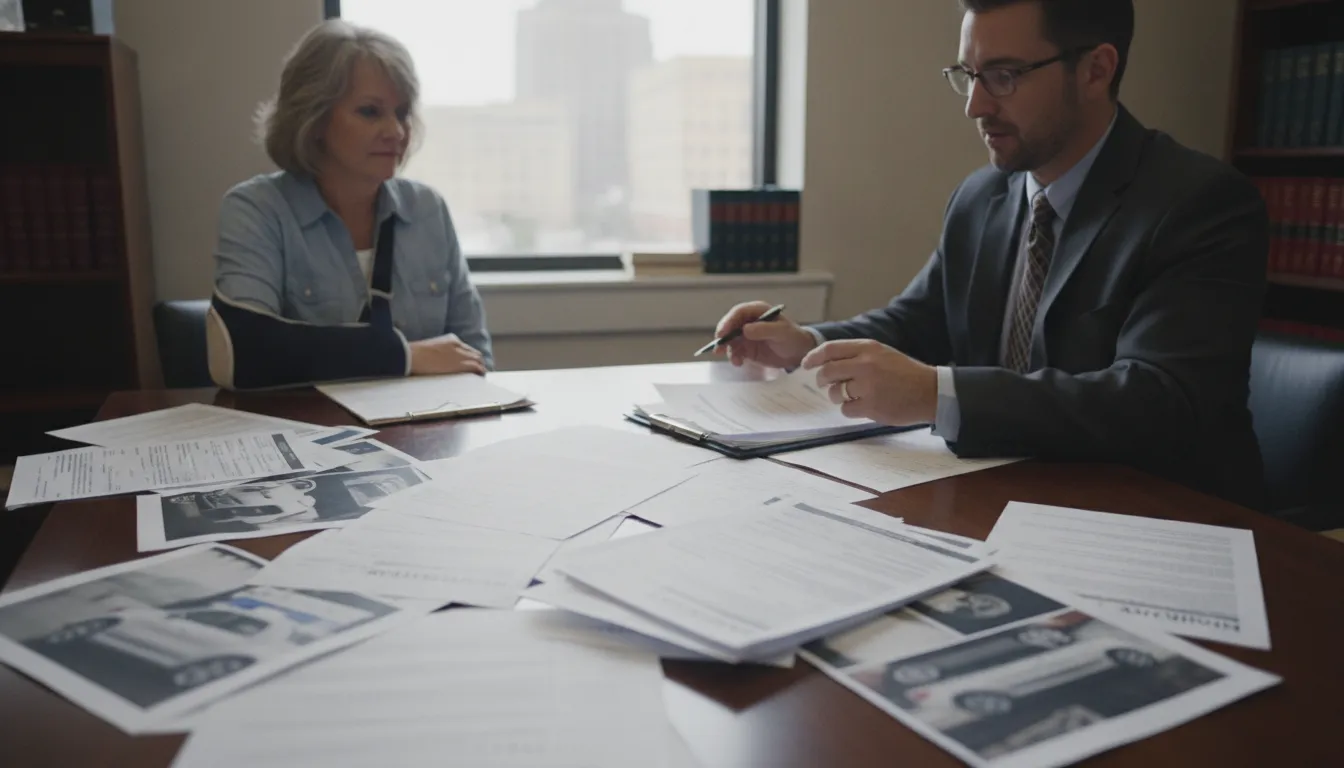 Springfield attorney reviewing insurance records after an out-of-state driver crash
