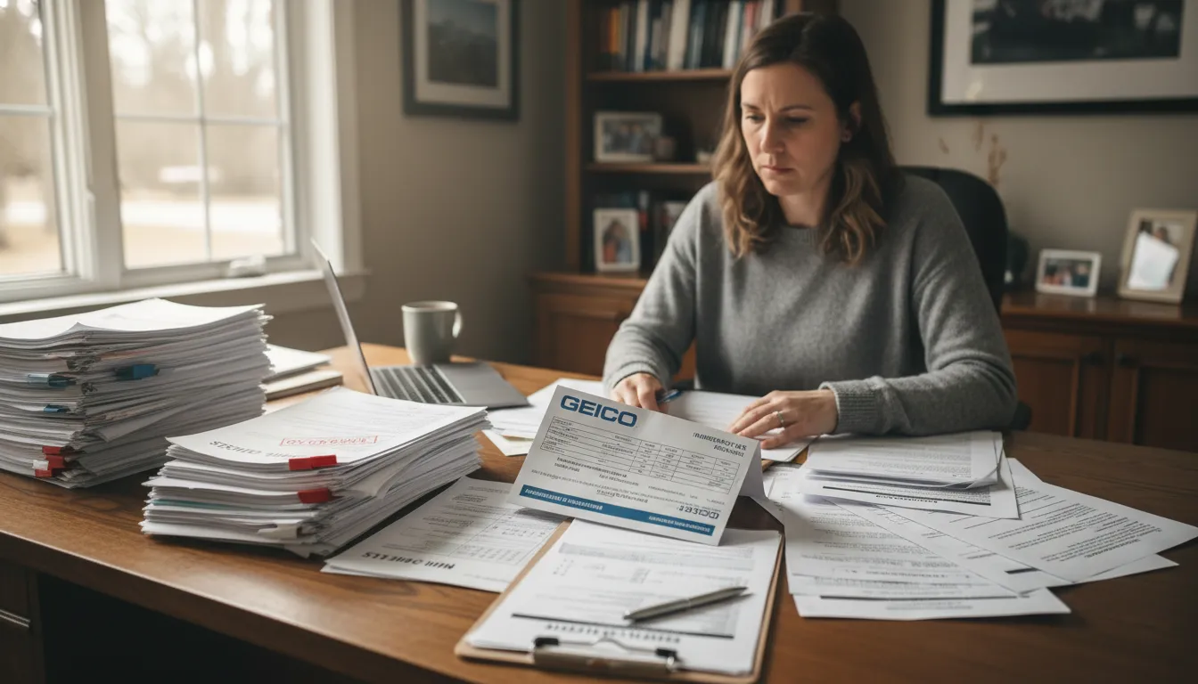 Organized medical bills and insurance records after a Missouri car accident