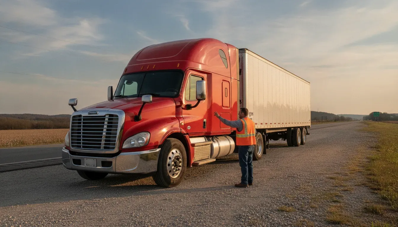 Missouri truck accident attorney investigating evidence at a commercial truck crash scene