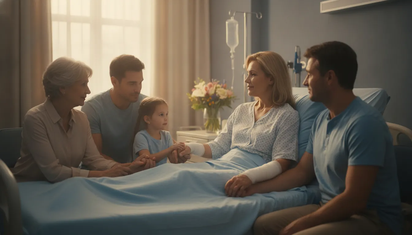 Family supporting a loved one after a commercial truck wreck with a truck wreck lawyer