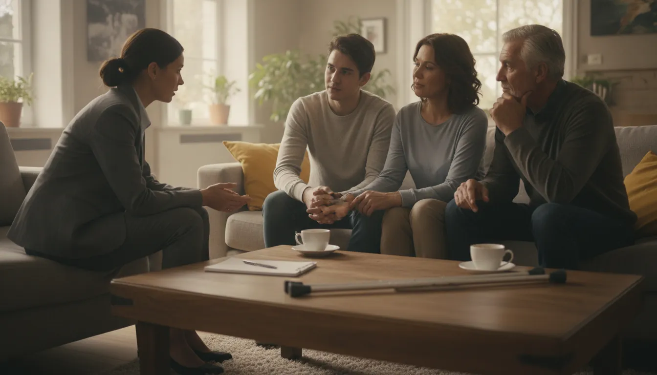 An attorney meeting with a family to plan long-term recovery and care needs after a catastrophic injury