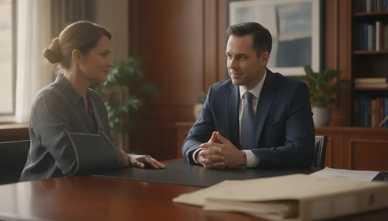 Compassionate Missouri truck accident attorney meeting with a client after a catastrophic truck collision