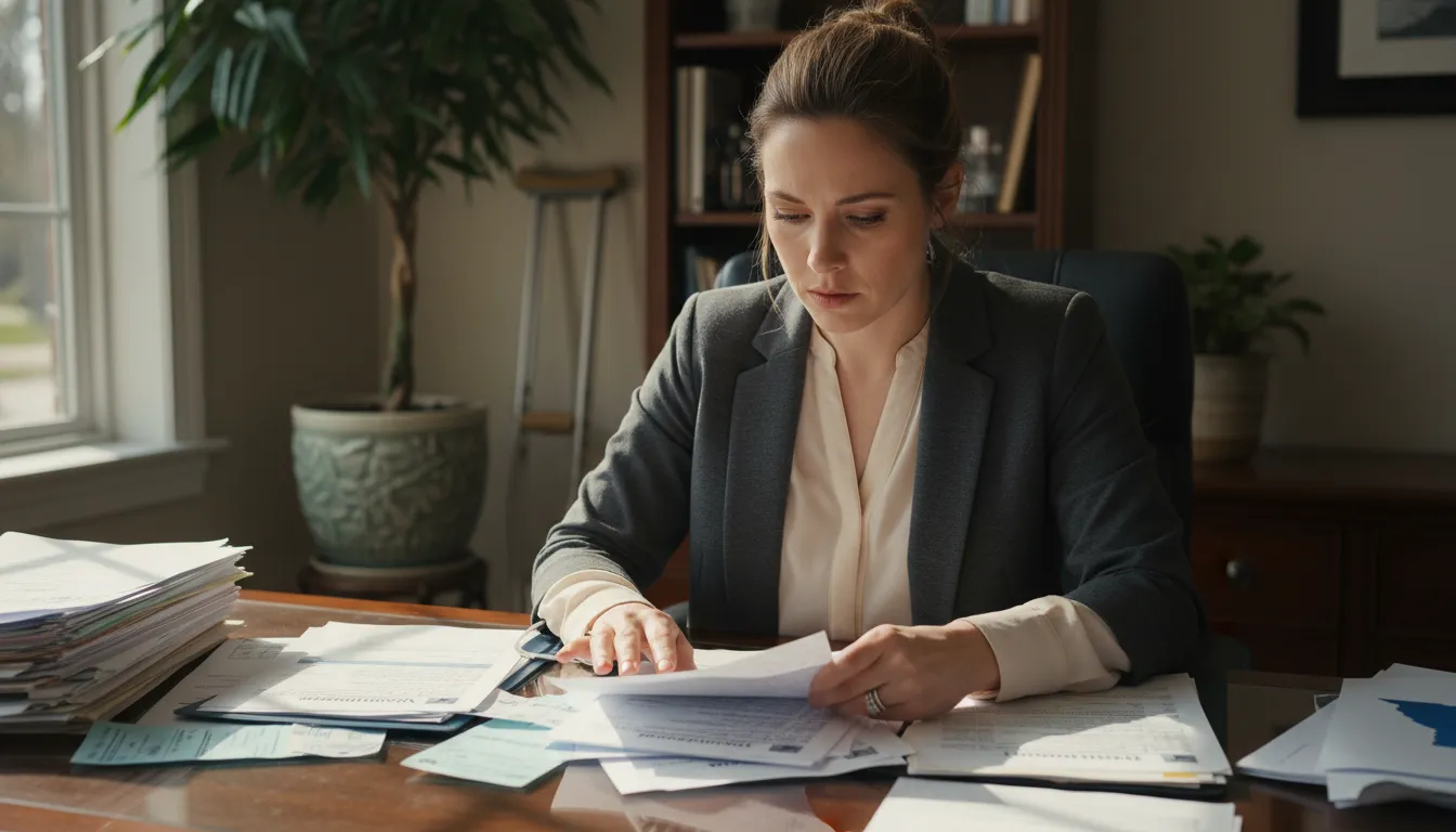 Missouri employee reviewing pay records after a car accident