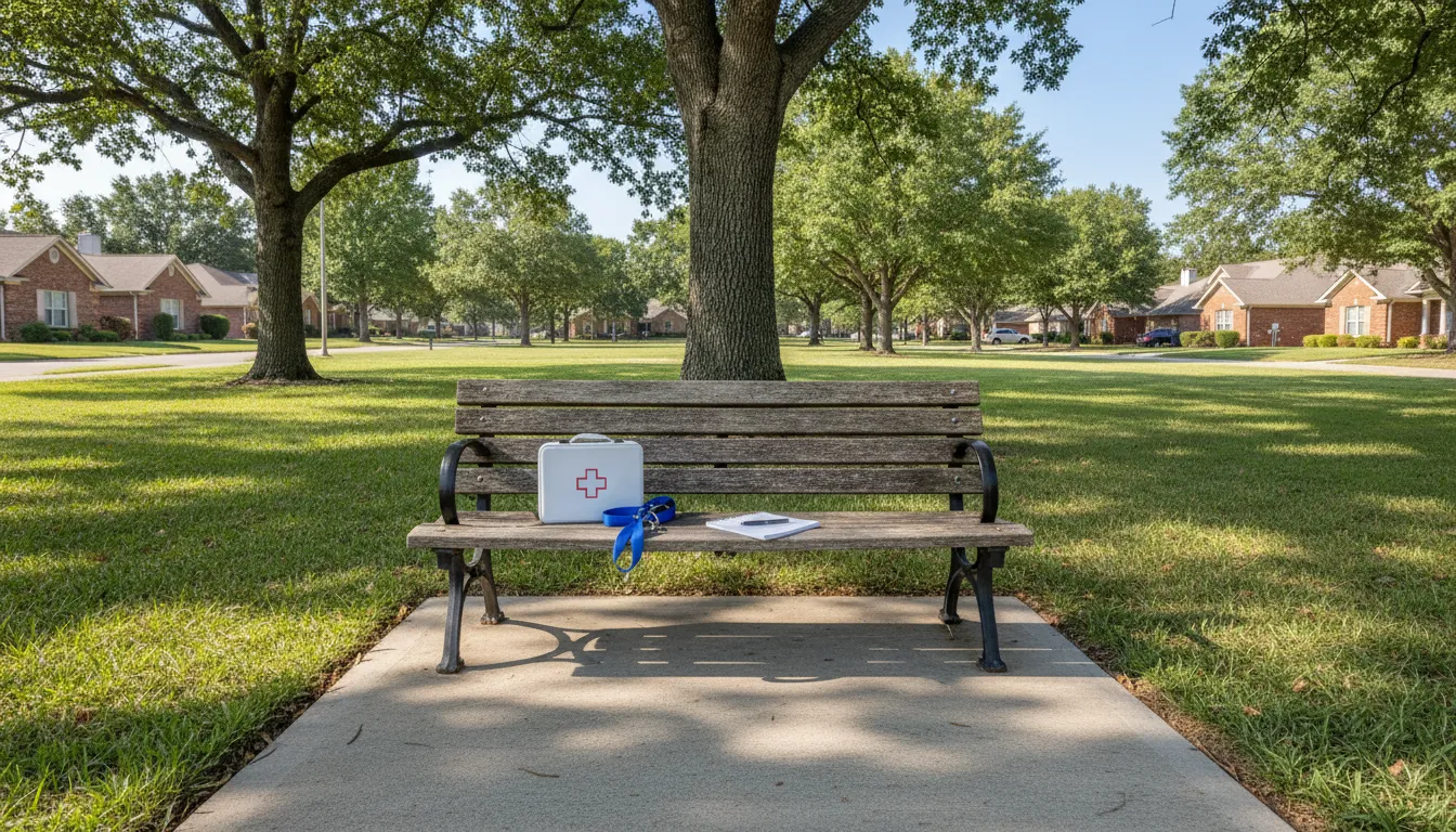 Medical notes and first aid supplies after a dog bite in Missouri