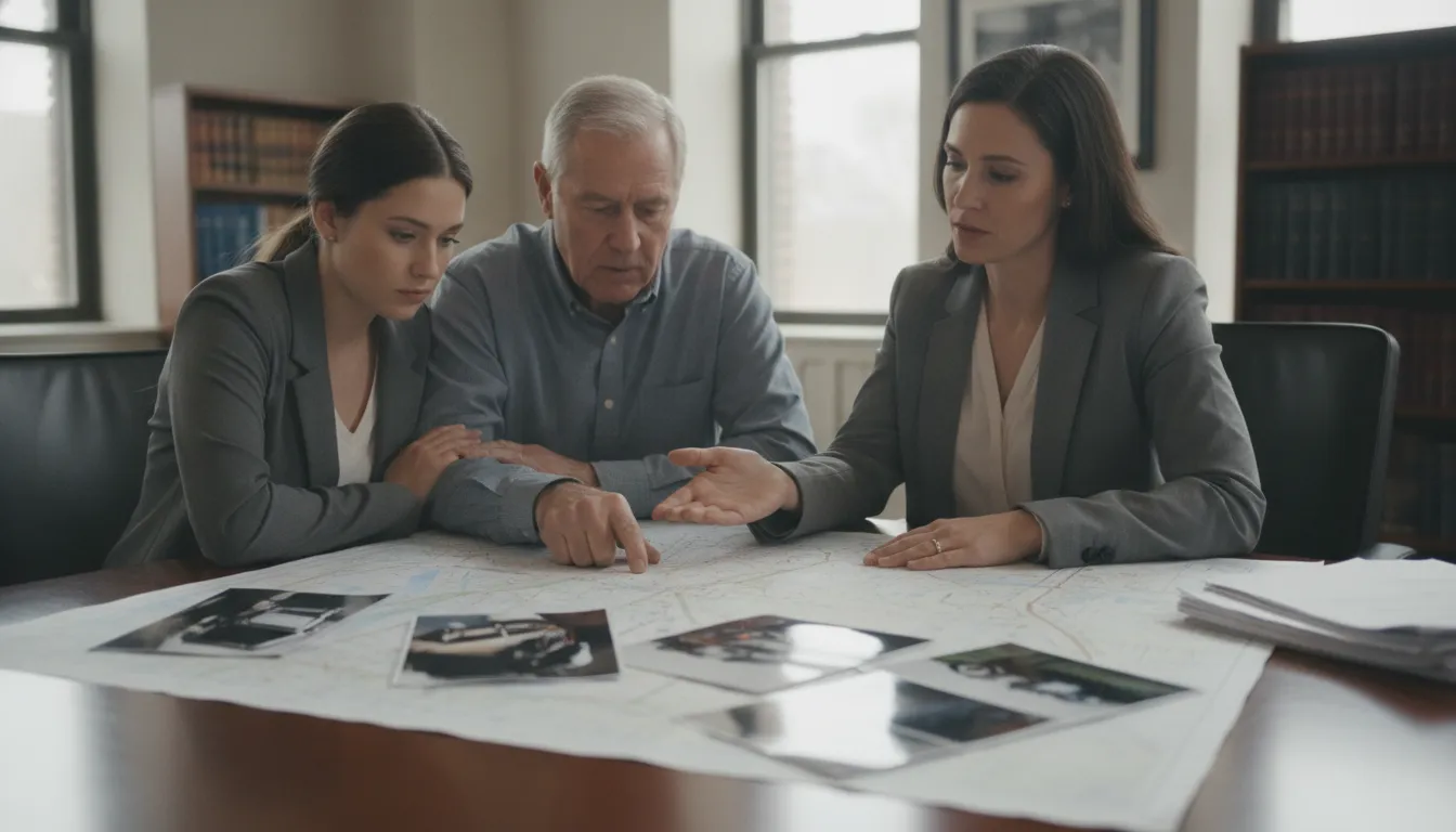 Missouri truck accident attorneys reviewing crash evidence with a family