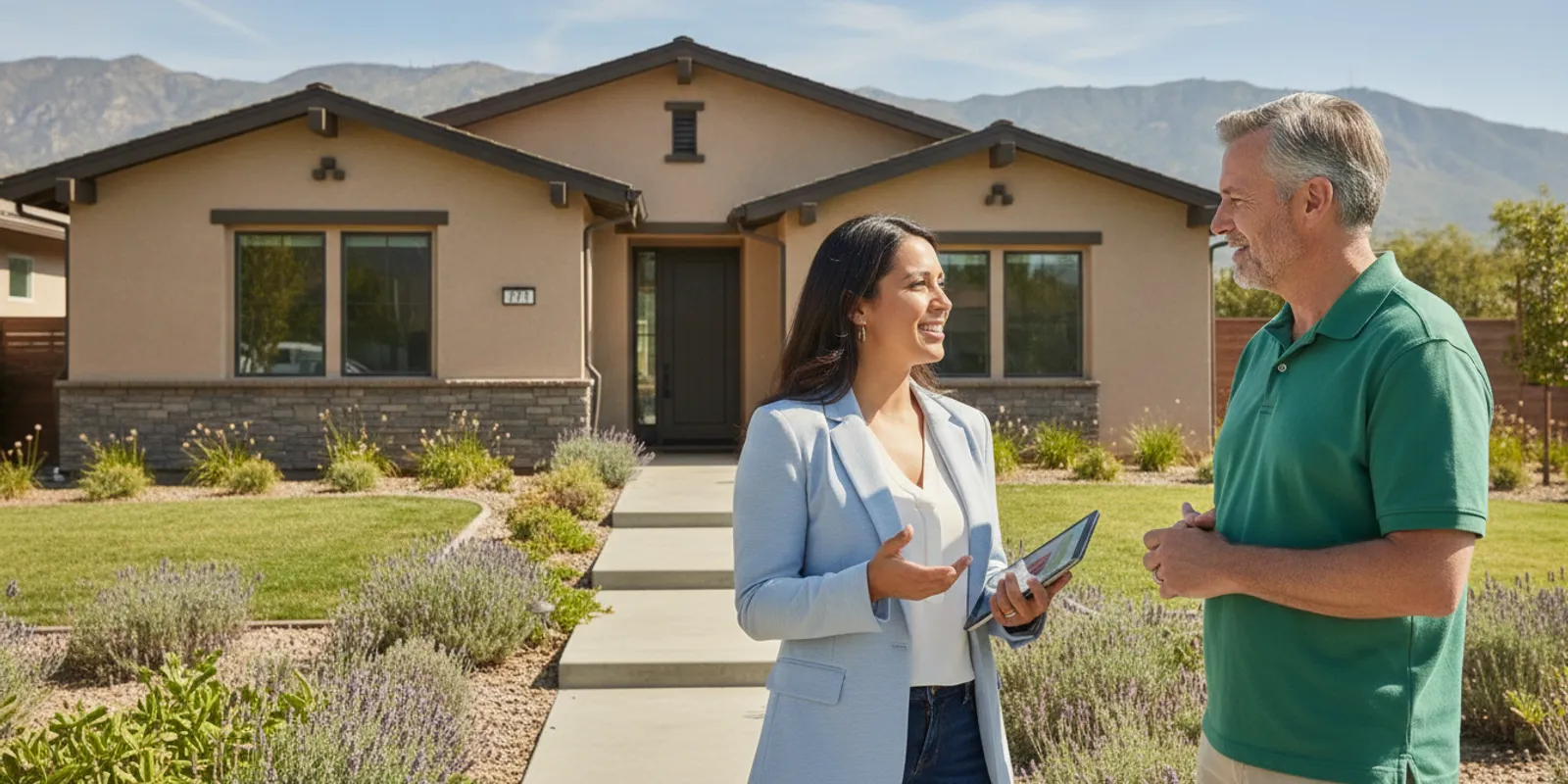 Property manager discussing rental home details with a Rancho Cucamonga owner