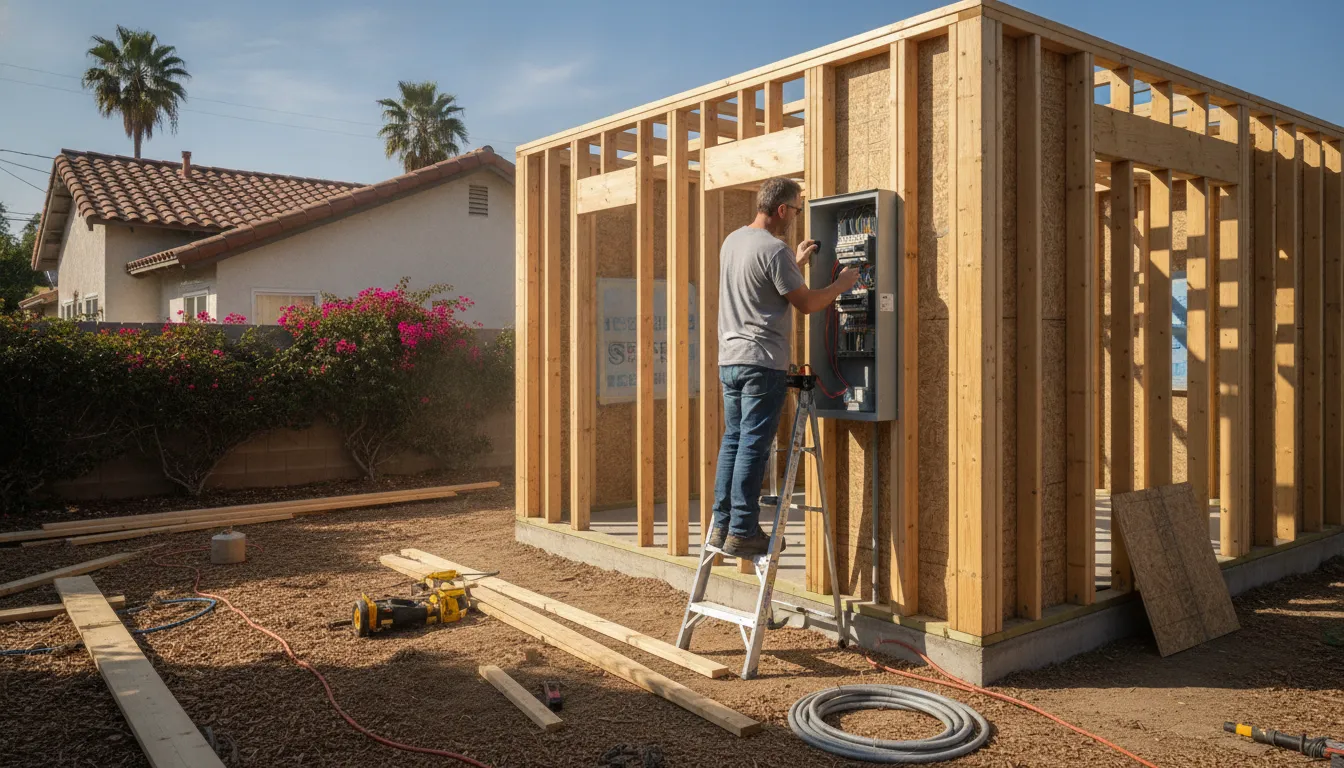 Electrician reviewing a Los Angeles ADU electrical plan