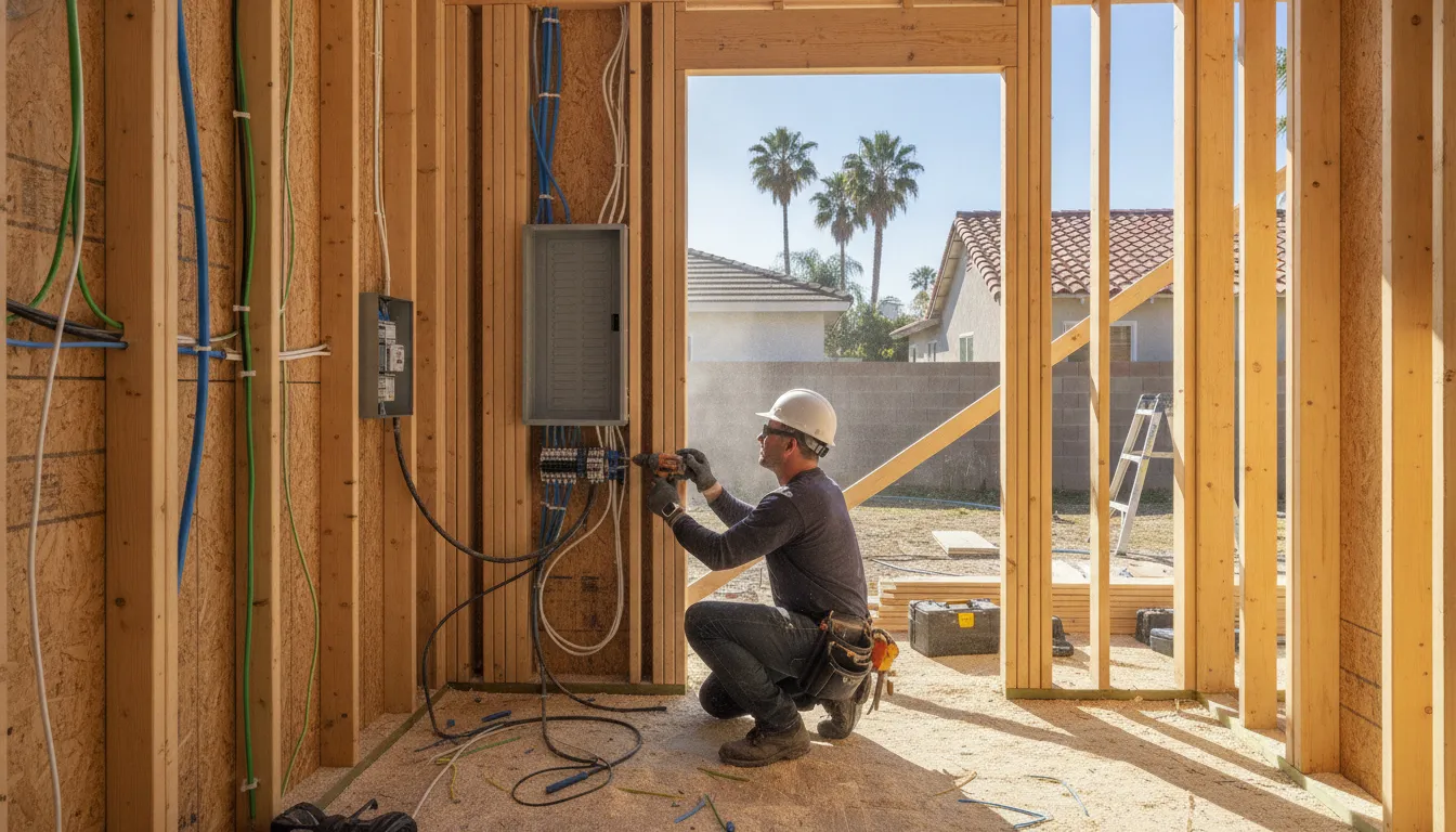 Electrician installing an ADU subpanel in Los Angeles