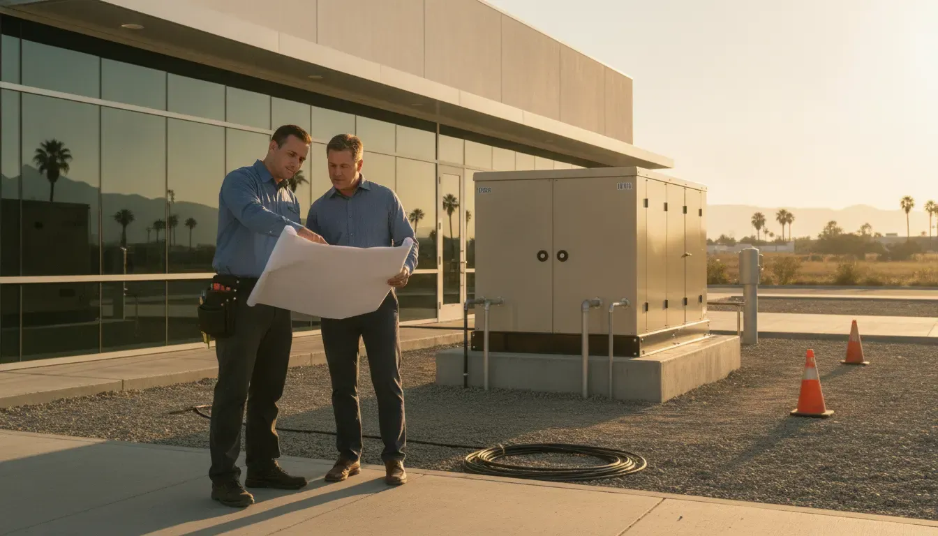 Commercial generator installation planning at a Pasadena business