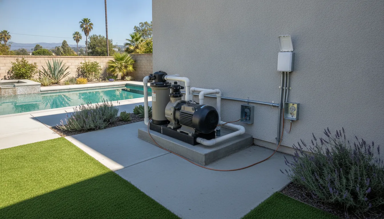 Pool equipment pad walkaround for a Los Angeles pool electrical safety checklist