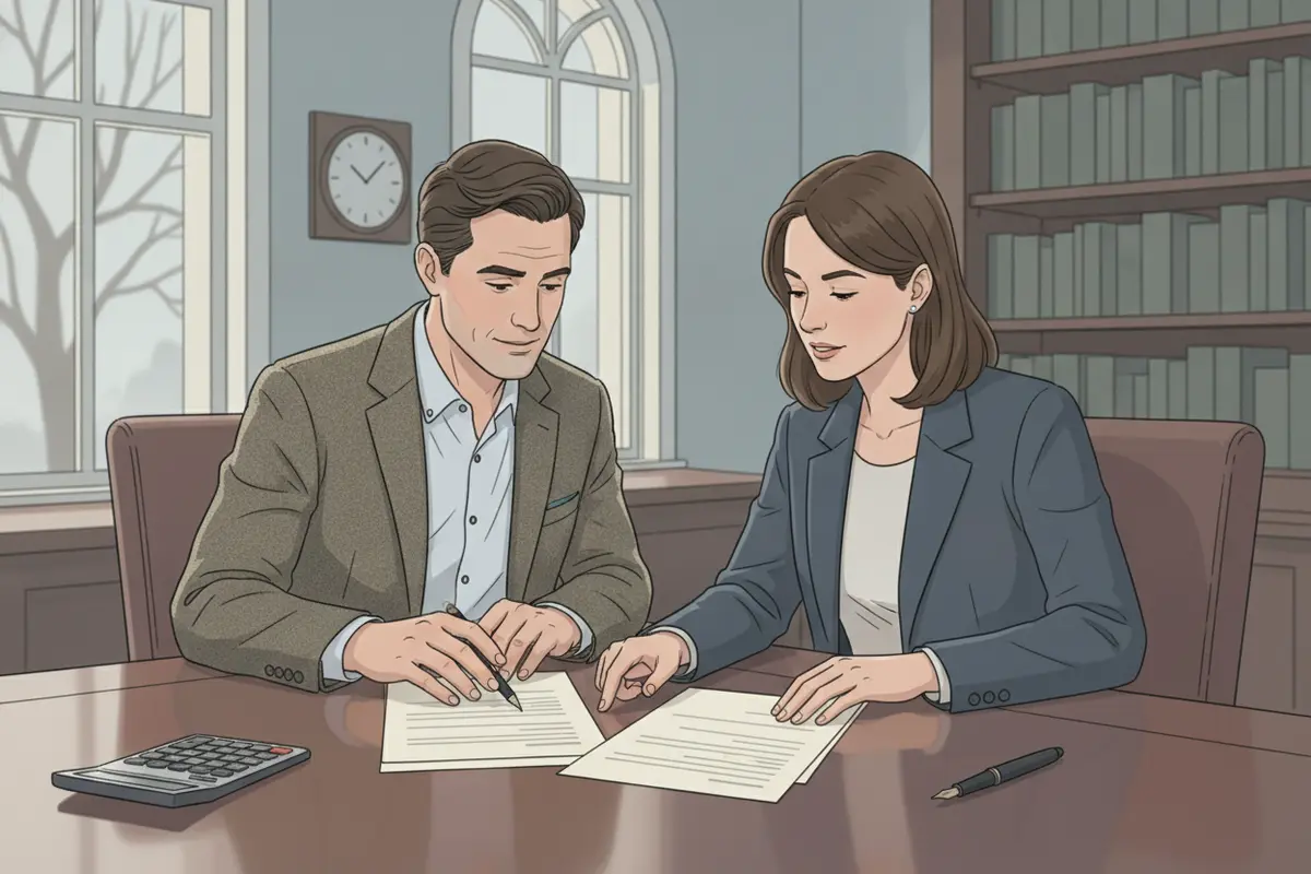 Attorney and client reviewing a litigation funding agreement together