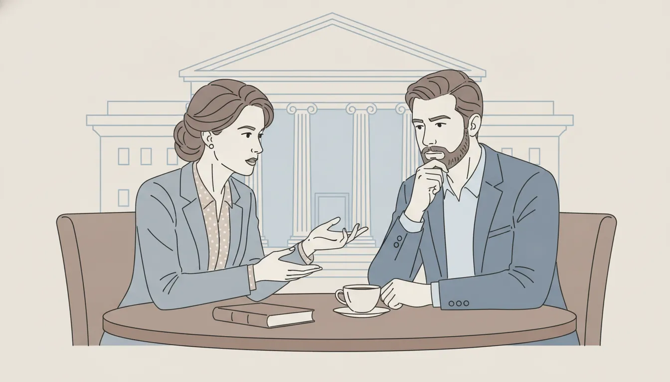 Attorney and client discussing ethical litigation funding