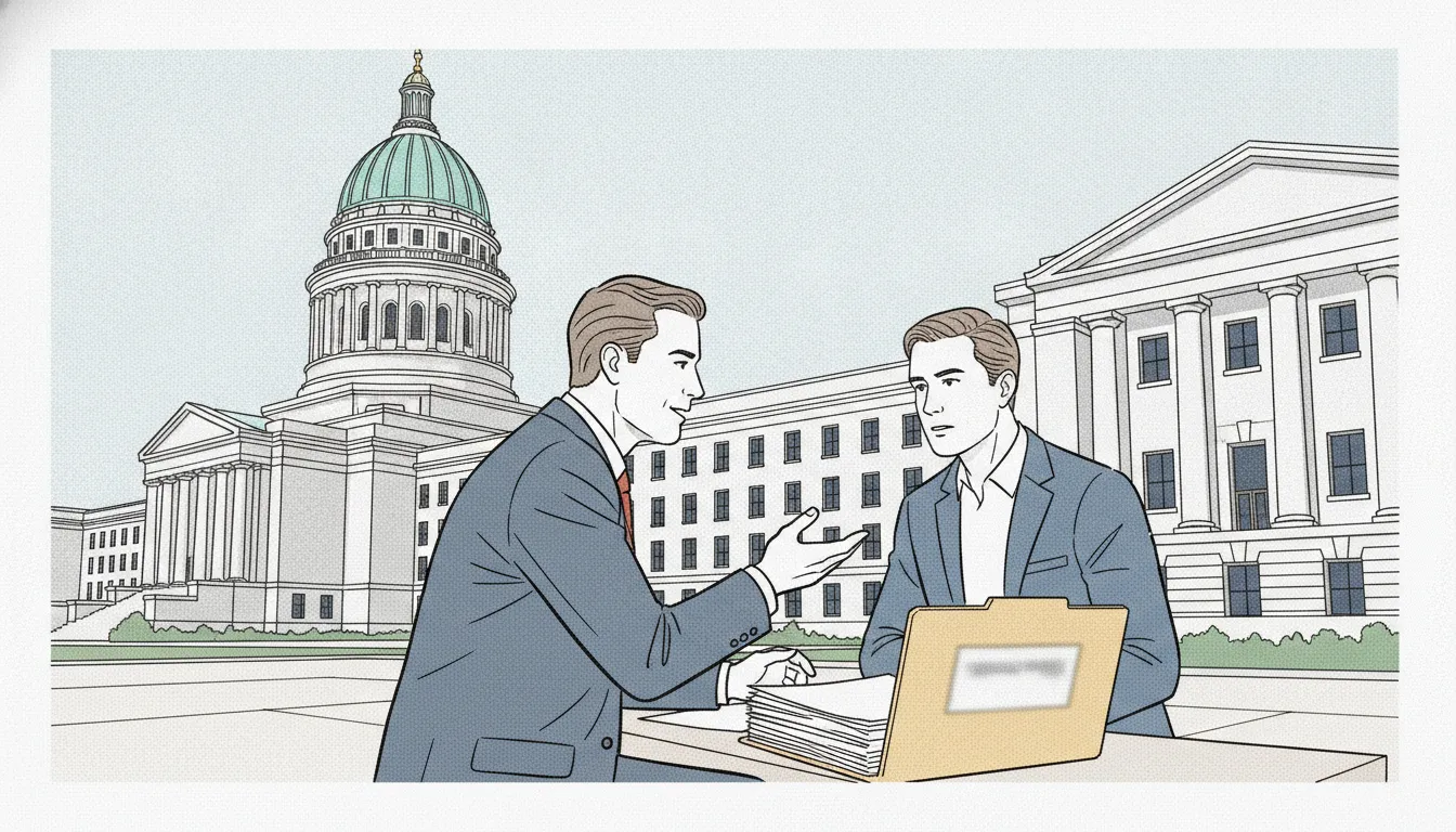 Attorney reviewing a litigation funding agreement with a client