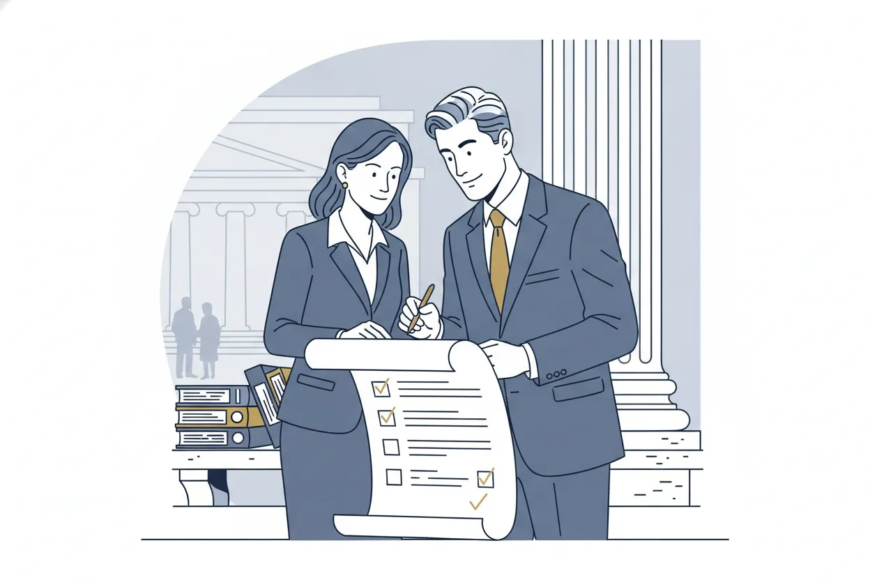 New York plaintiff attorney and client checking a litigation funding contract checklist