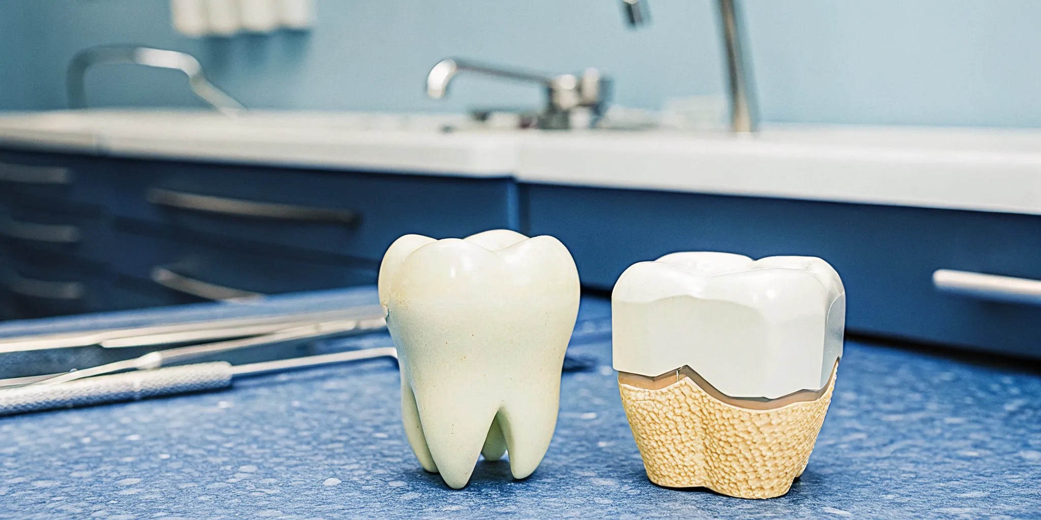 Damaged molar and ceramic crown showing signs you need a dental crown